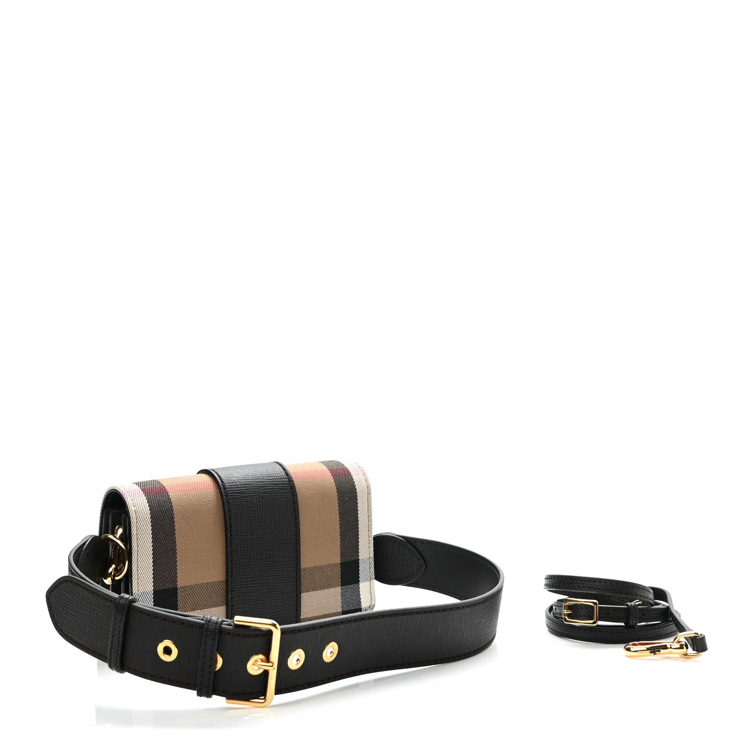 Burberry House Check Bridle Calfskin Small Madison Buckle Bag Black 2 of 9