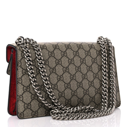 Gucci GG Supreme Monogram Suede Crystal Small Dionysus Shoulder Bag Beige Ebony Vulcanic Red 3 of 16