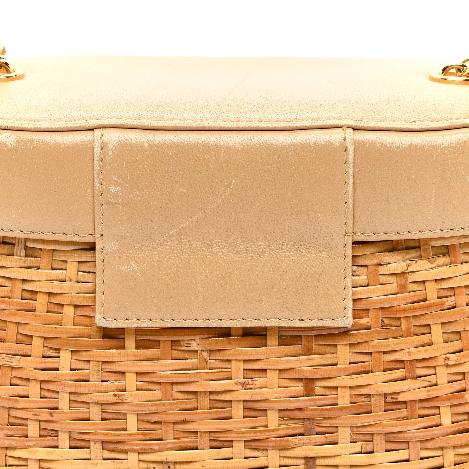 Chanel Lambskin Straw Basket Shoulder Bag Beige 11 of 11