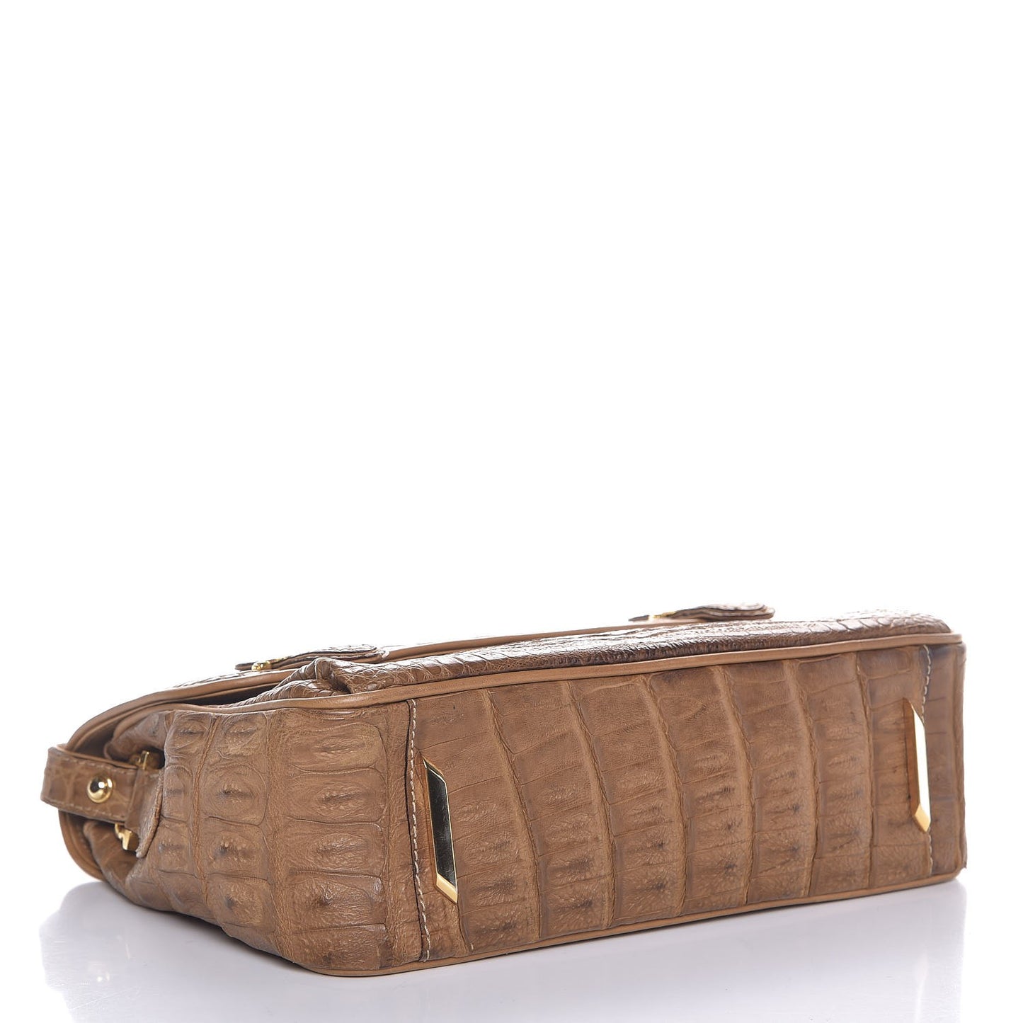 Crocodile Flap Shoulder Bag Brown