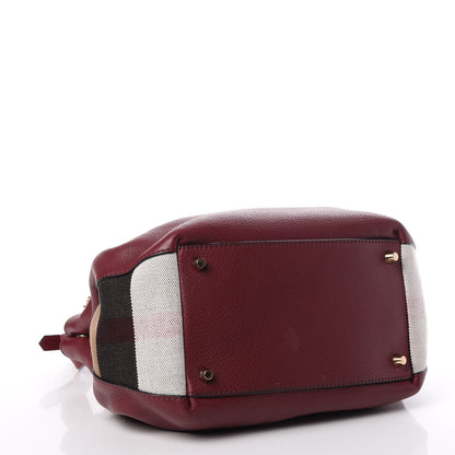 Burberry Grainy Calfskin House Check Small Maidstone Burgundy Red 5 of 11