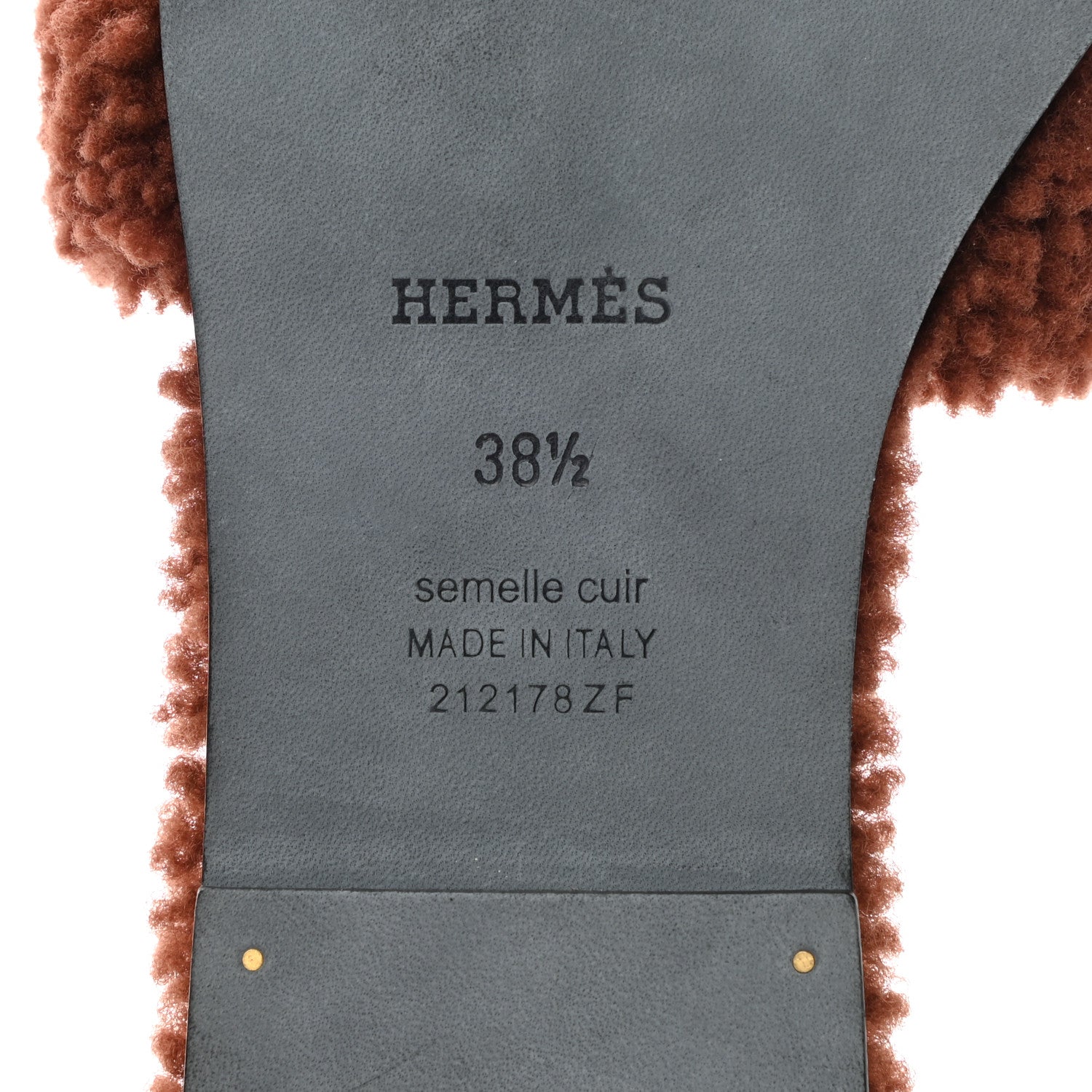 Hermes Woolskin Oran Sandals 38.5 Cognac 6 of 8