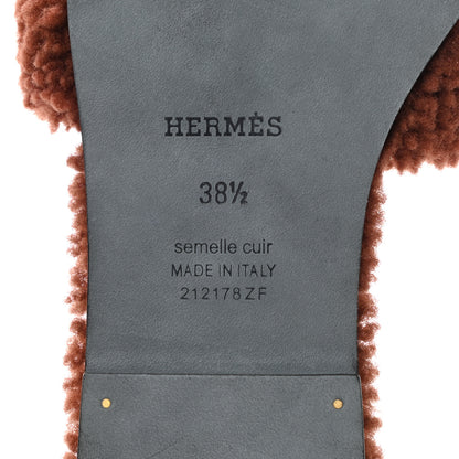 Hermes Woolskin Oran Sandals 38.5 Cognac 6 of 8