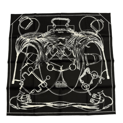 Hermes Silk Projets Carres Scarf 90 Black White 1 of 3