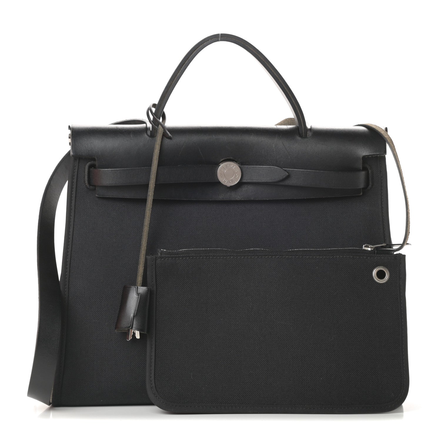 Hermes Military Toile Vache Hunter Herbag Zip PM 31 Black 1 of 17
