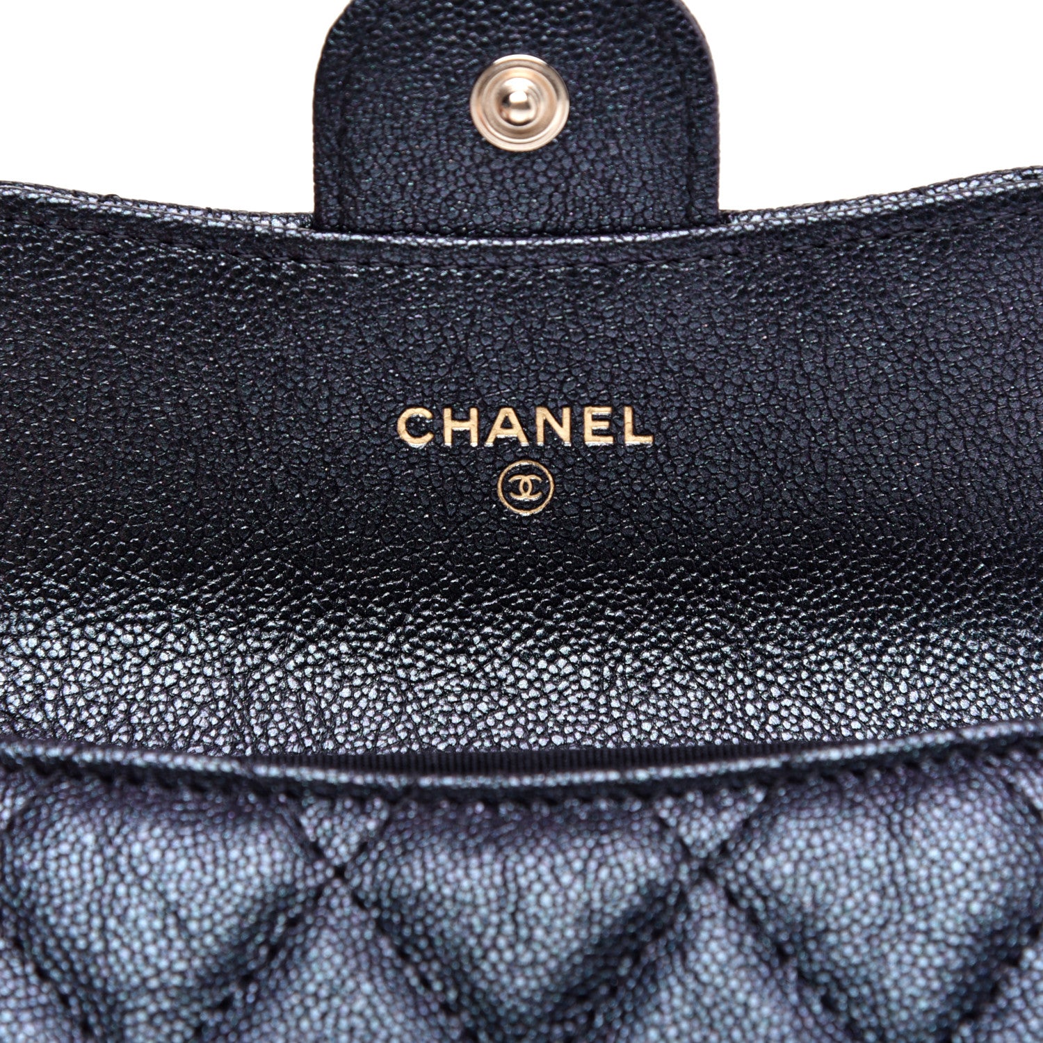 Chanel Iridescent Caviar Quilted Flap Card Holder Wallet Black 6 of 7