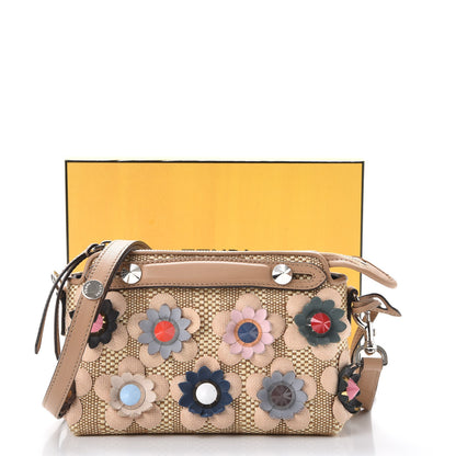 Fendi Paglia Vitello Dolce Flowerland Studded Striped Mini By The Way Boston Bag Natural Cuoio Multicolor 9 of 9