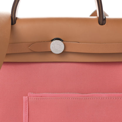 Hermes Vache Hunter Toile Herbag Zip 31 PM Rose Azalee Natural 8 of 9