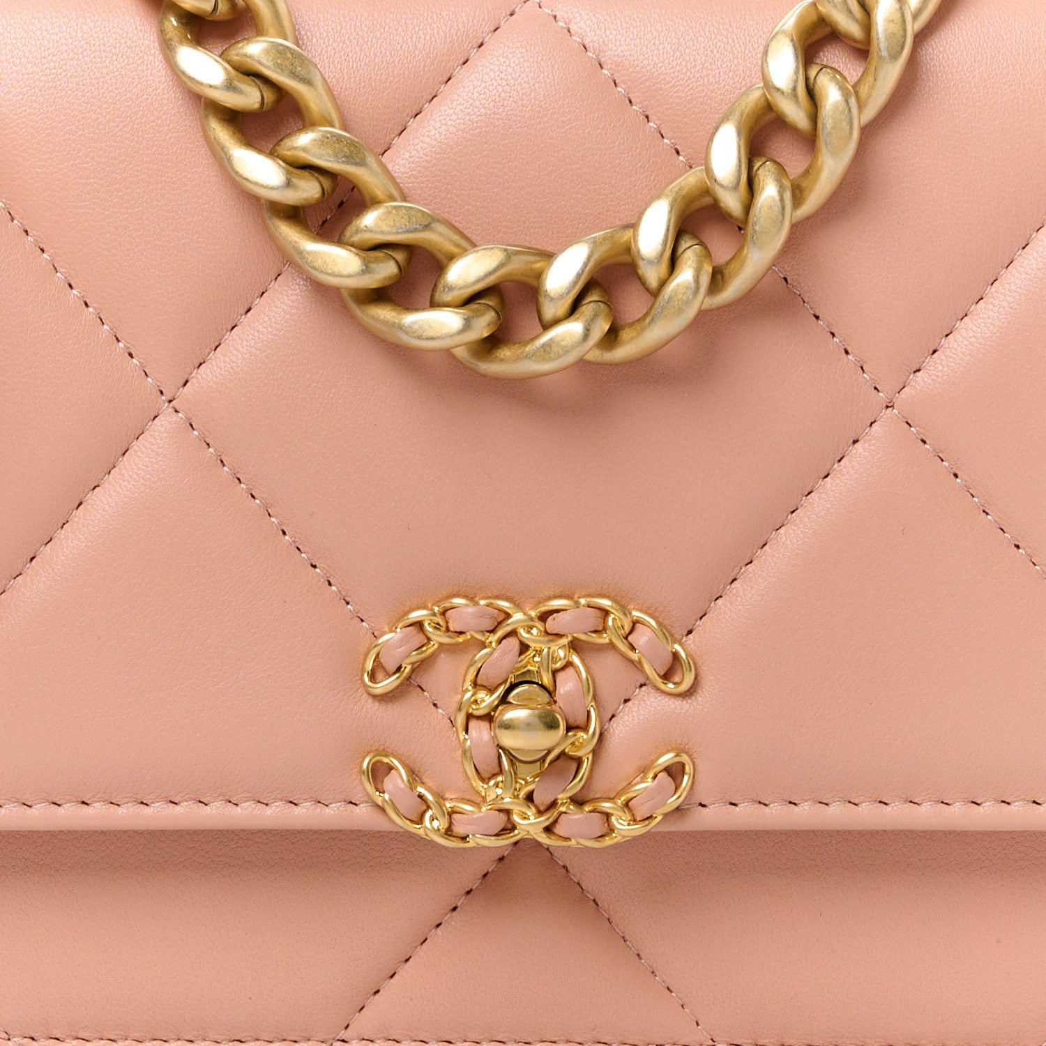 Chanel Lambskin Quilted Chanel 19 Wallet On Chain WOC Beige 11 of 13