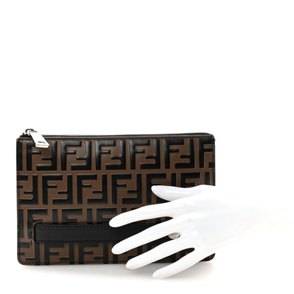 Fendi Vitello Grace FF 1974 Embossed Slim Clutch Maya Black 3 of 16