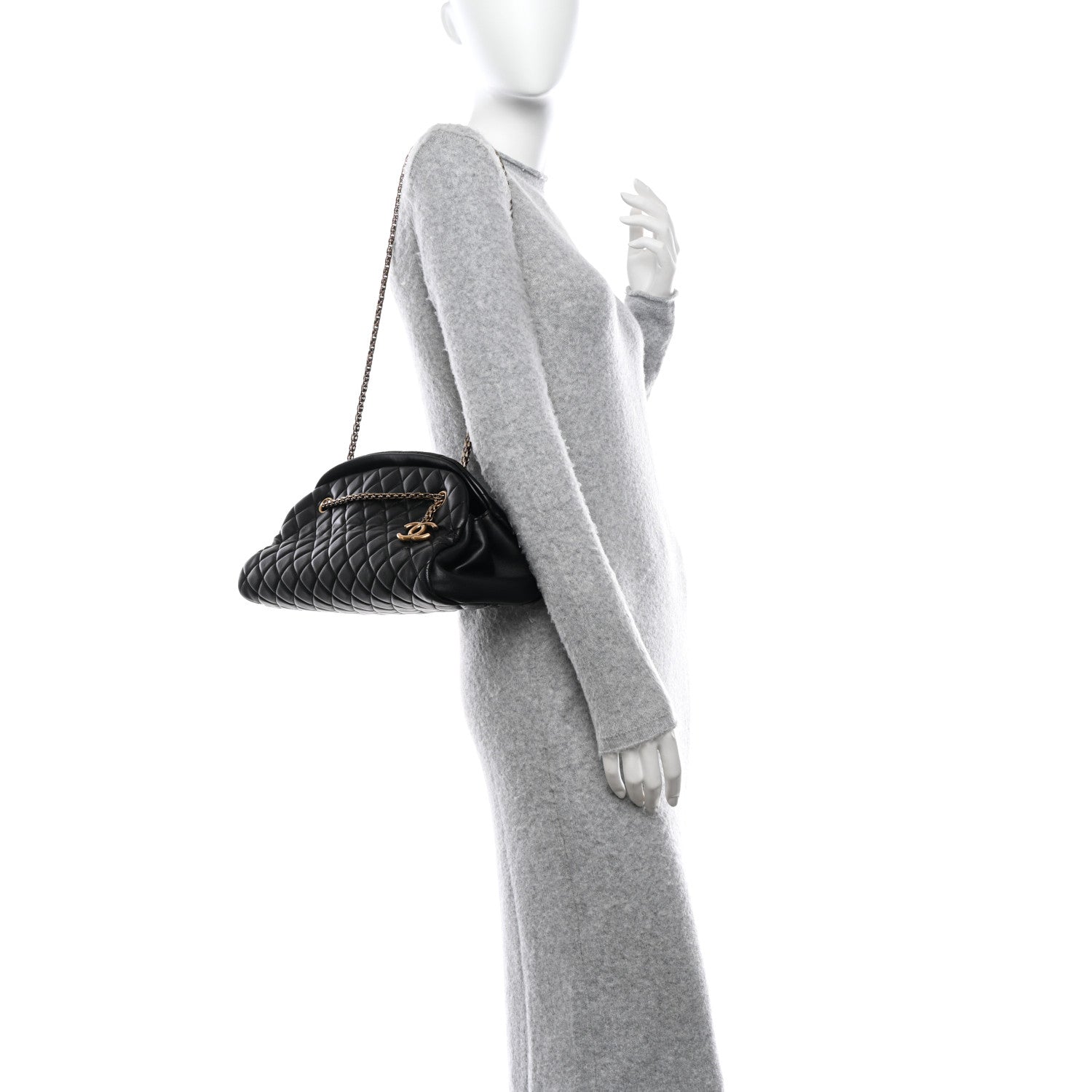 Chanel Lambskin Quilted Medium Just Mademoiselle Black 2 of 13