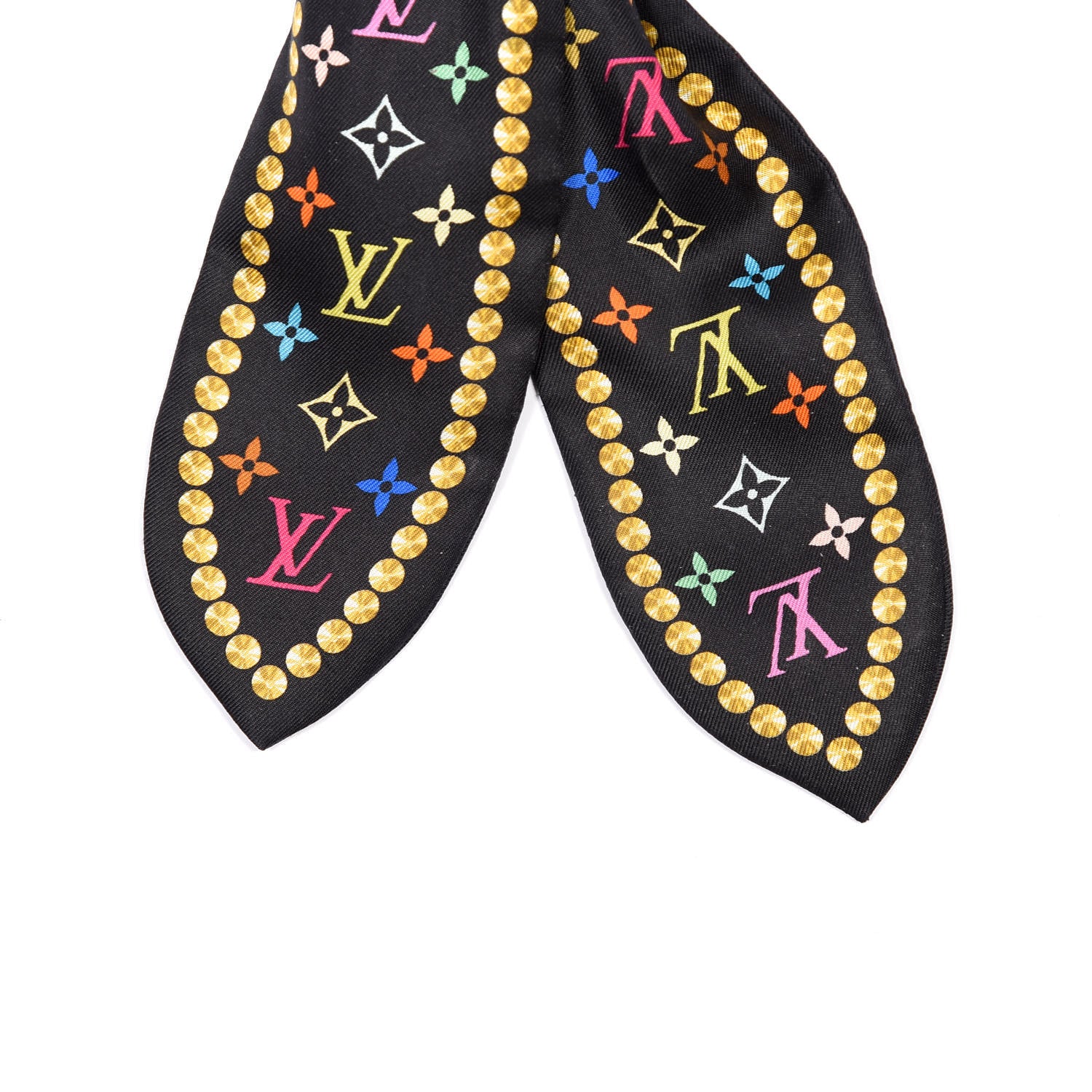 Louis Vuitton Silk Monogram Multicolor Bijou Bandeau Black 4 of 4