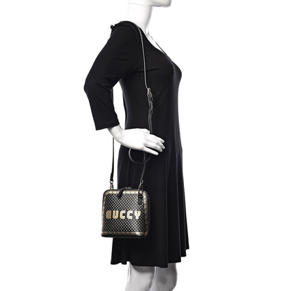 Gucci X SEGA Calfskin GUCCY Stars Mini Dome Shoulder Bag Black Gold 2 of 10
