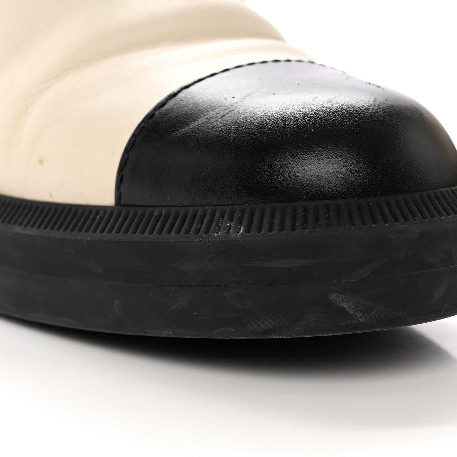 Chanel Calfskin Logo Boots 37 White Black 18 of 21