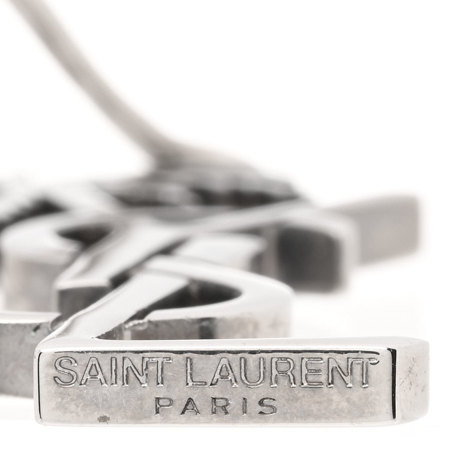 Saint Laurent Metal Monogram Palm Earrings Silver 4 of 4