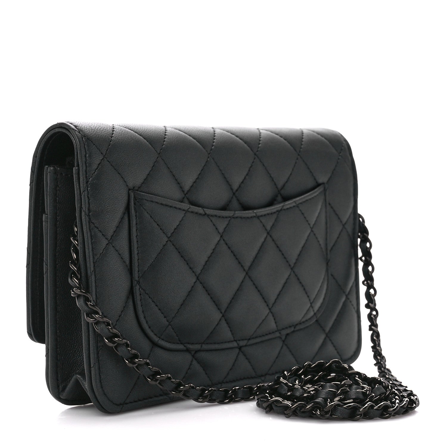 Chanel Lambskin Quilted Wallet On Chain WOC So Black 3 of 12