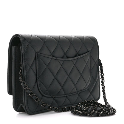 Chanel Lambskin Quilted Wallet On Chain WOC So Black 3 of 12