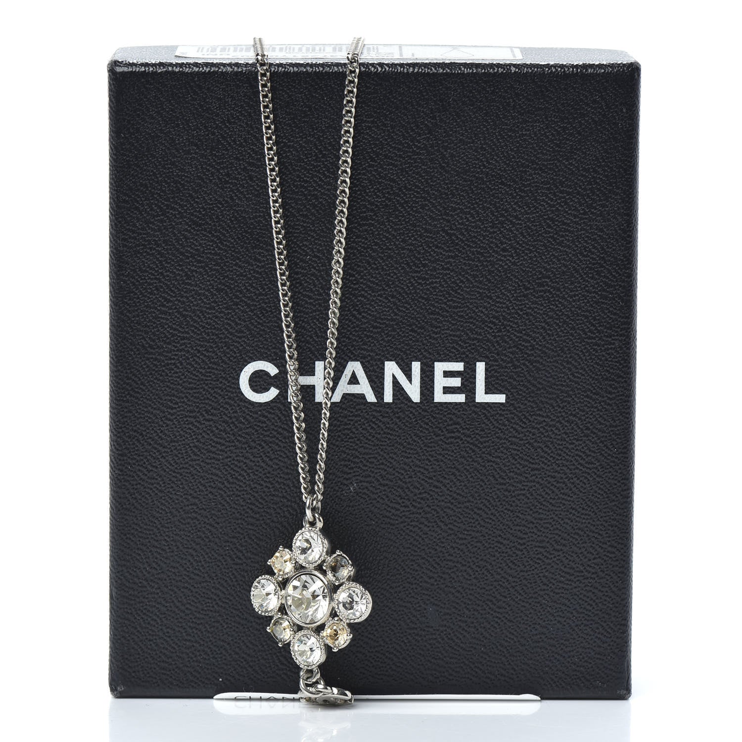 Chanel Crystal CC Drop Pendant Necklace Silver 5 of 5