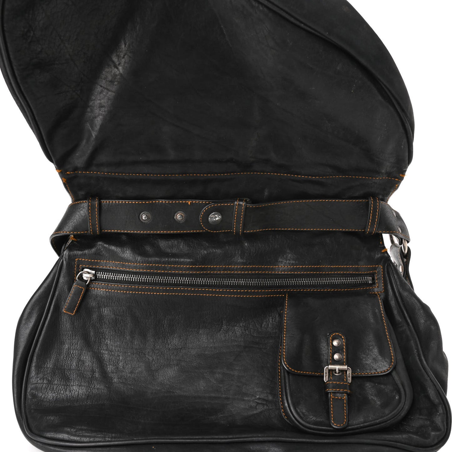 Calfskin Medium Gaucho Double Saddle Bag Black