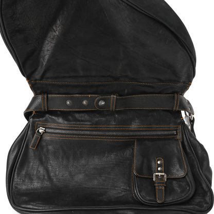 Christian Dior Calfskin Medium Gaucho Double Saddle Bag Black 5 of 13