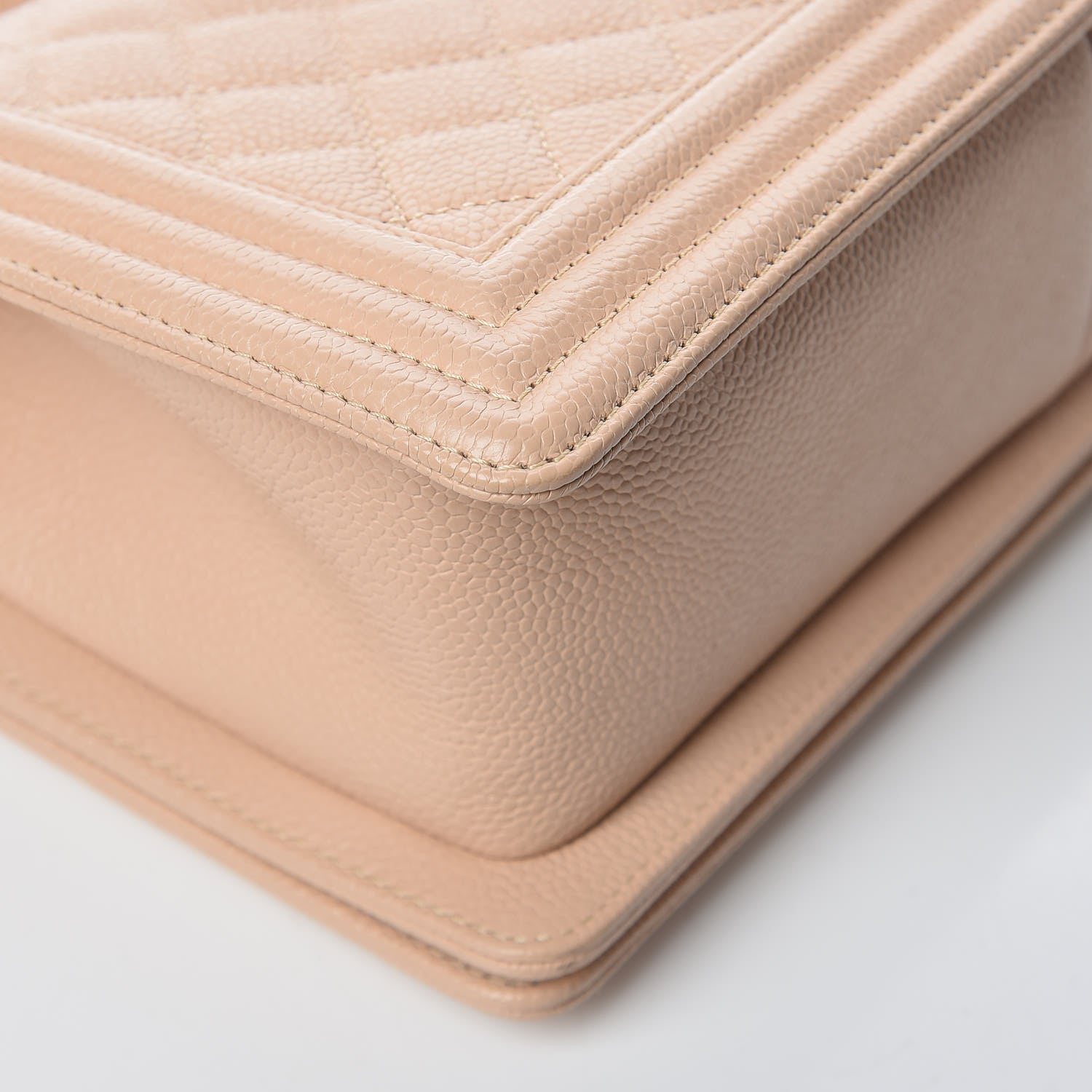 Chanel Caviar Quilted Medium Boy Flap Beige 13 of 14