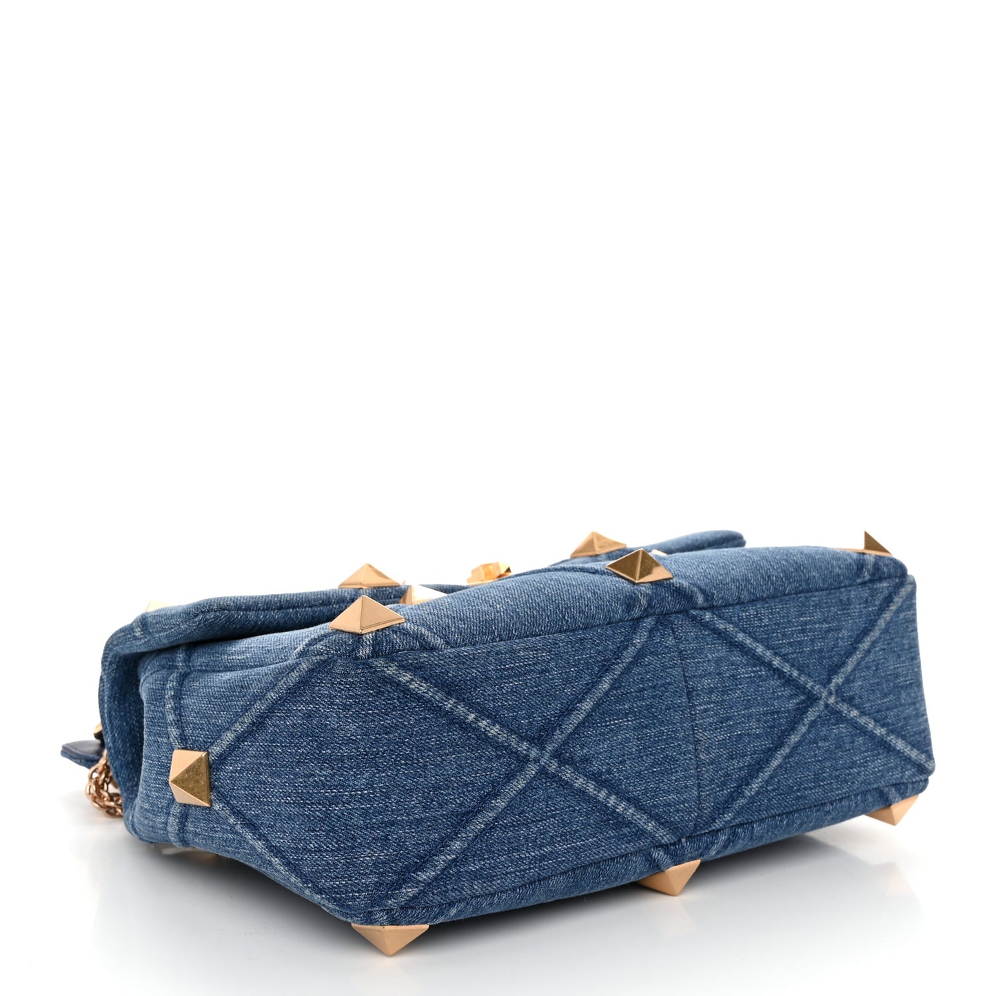 Denim Medium Roman Stud Shoulder Bag Light Denim Selleria