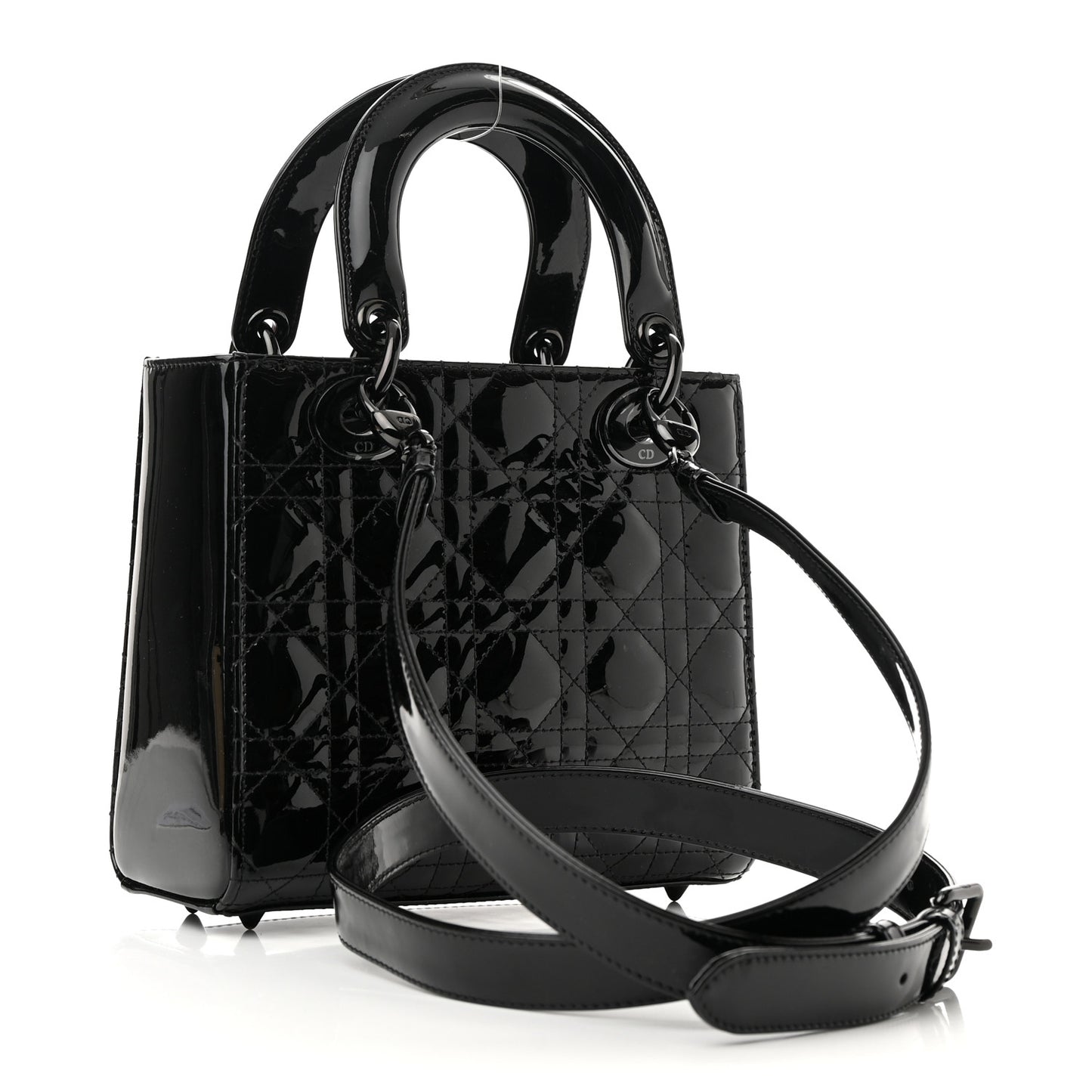 Ultraglossy Patent Cannage Small Lady Dior Black