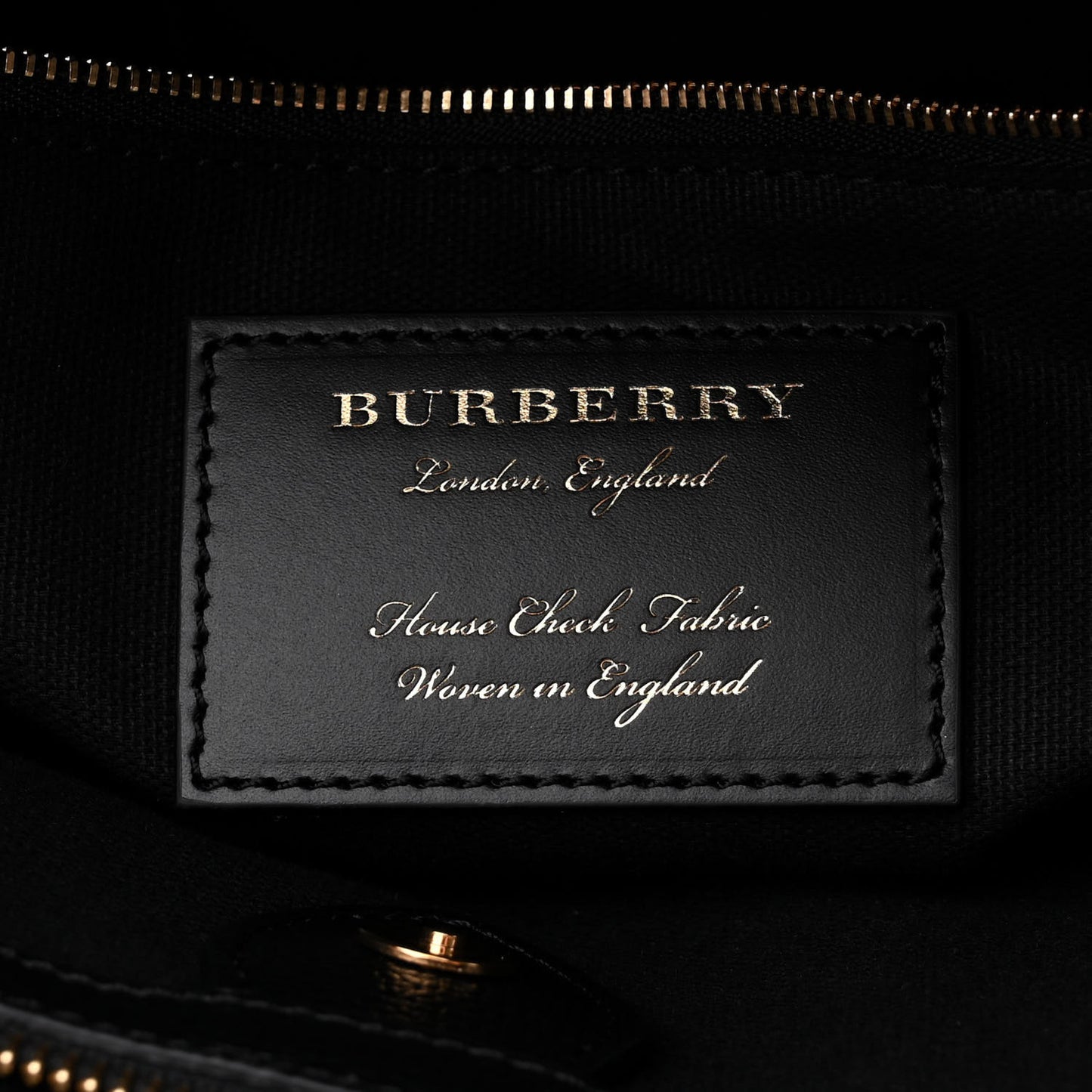 House Check Grainy Calfskin Medium Banner Tote Black