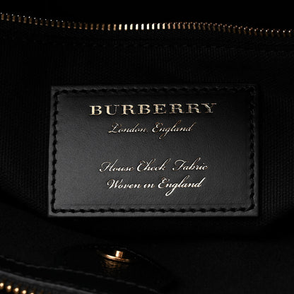 Burberry House Check Grainy Calfskin Medium Banner Tote Black 6 of 10