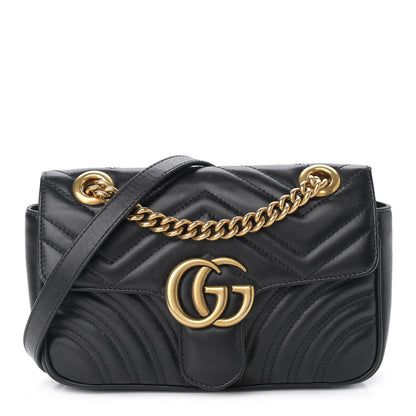 Gucci Calfskin Matelasse Mini GG Marmont Shoulder Bag Black 1 of 10