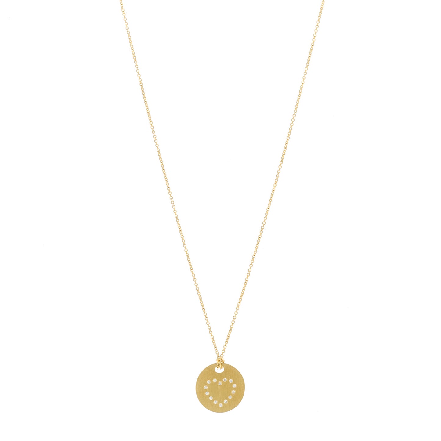 18K Yellow Gold Diamond Tiny Treasures Heart Medallion Pendant Necklace