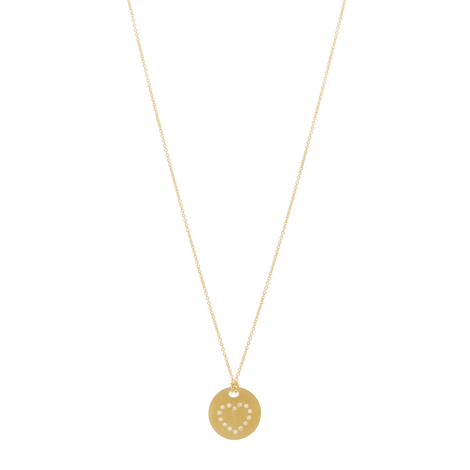 Roberto Coin 18K Yellow Gold Diamond Tiny Treasures Heart Medallion Pendant Necklace 1 of 6