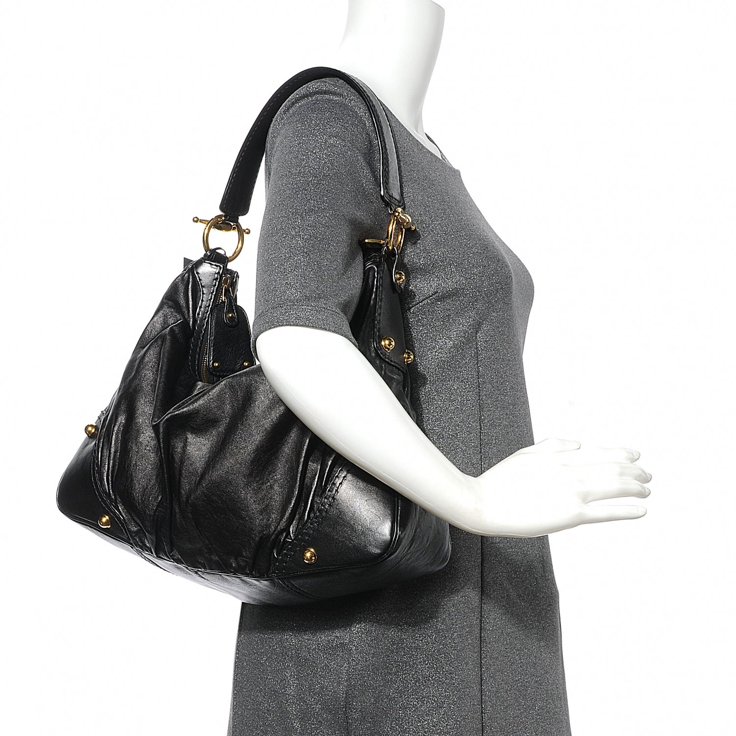 Gucci Leather Medium Jockey Hobo Black 2 of 9