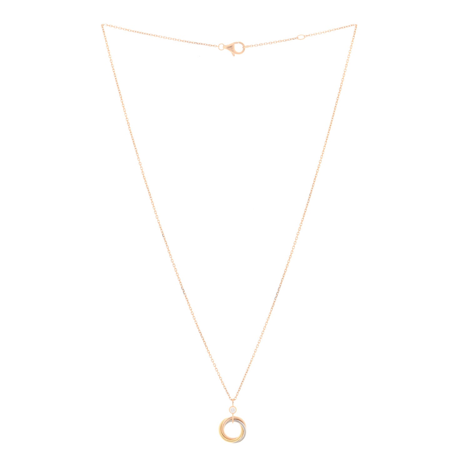 Cartier 18K Pink Yellow White Gold Diamond Trinity Pendant Necklace 2 of 5
