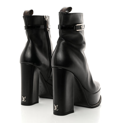 Louis Vuitton Calfskin Monogram Platform Ankle Boots 37 Black 4 of 9