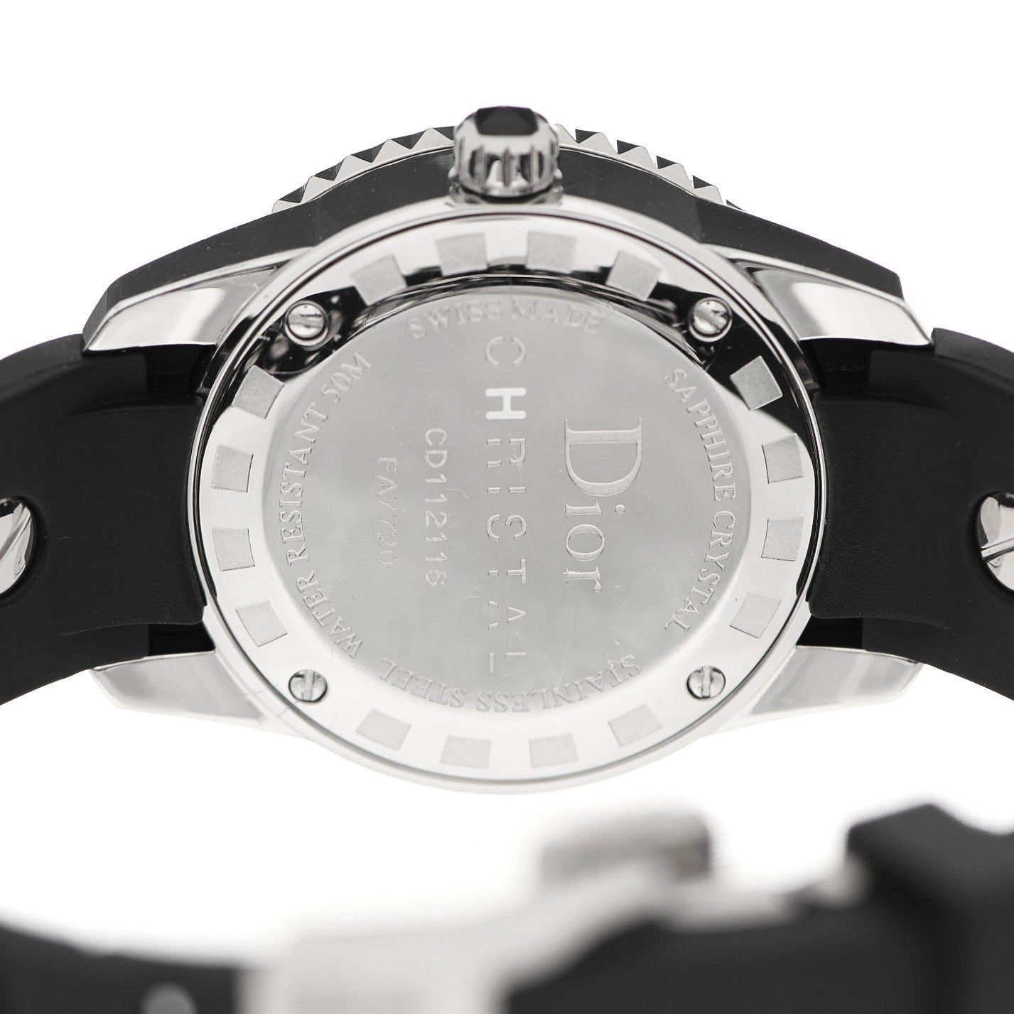 Christian Dior Stainless Steel Rubber Diamond Sapphire 29mm Christal Quartz Watch Black 4 of 4