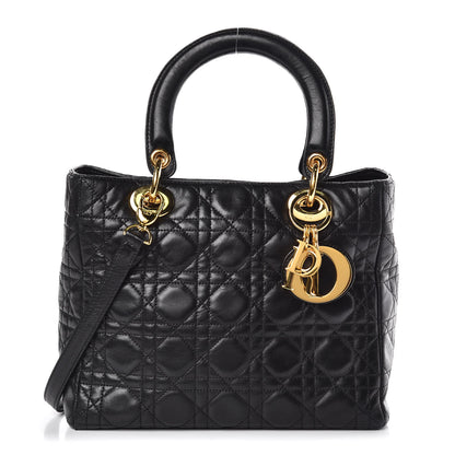 Christian Dior Lambskin Cannage Medium Lady Dior Black 1 of 14