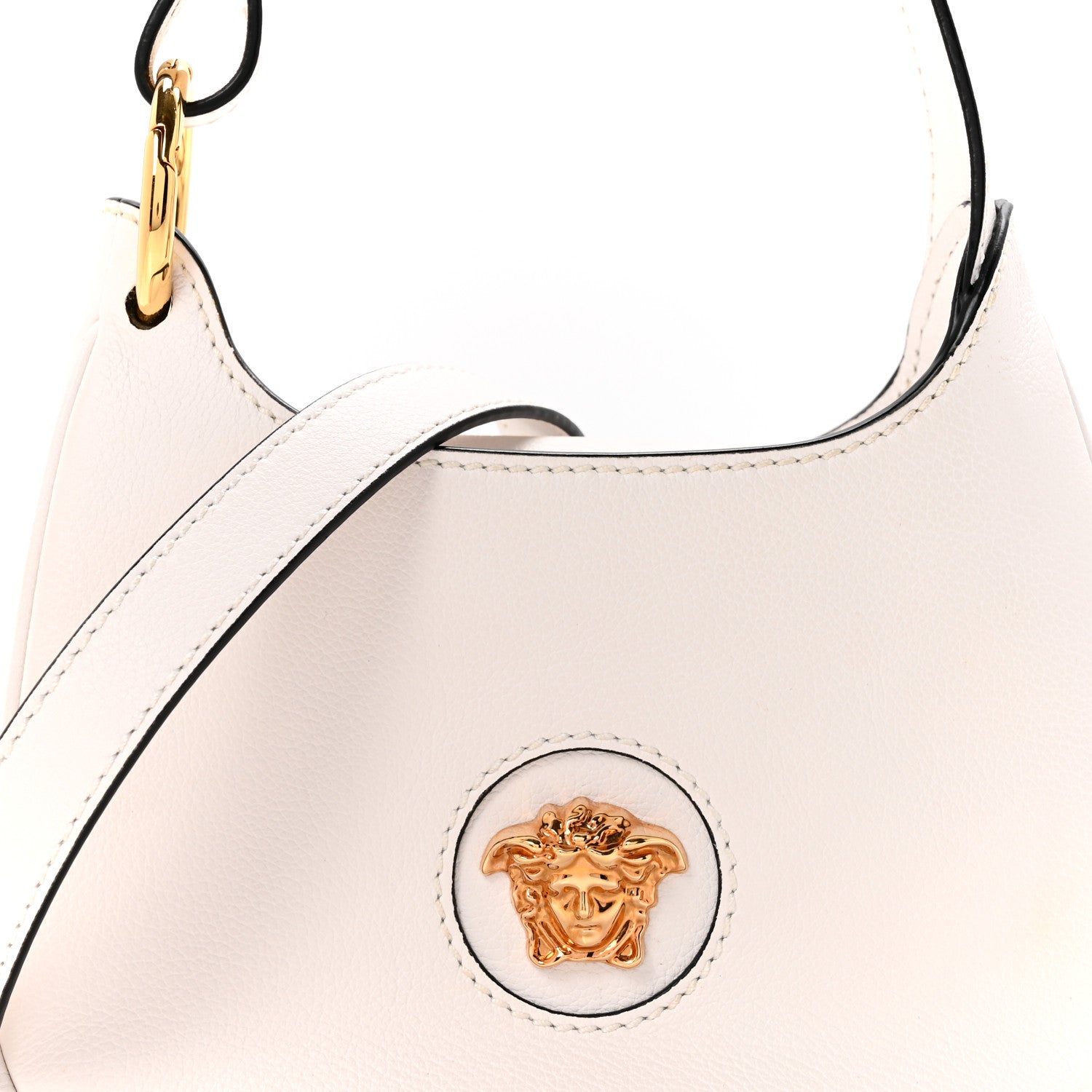 Versace Calfskin La Medusa Small Hobo Crossbody Optical White 7 of 9