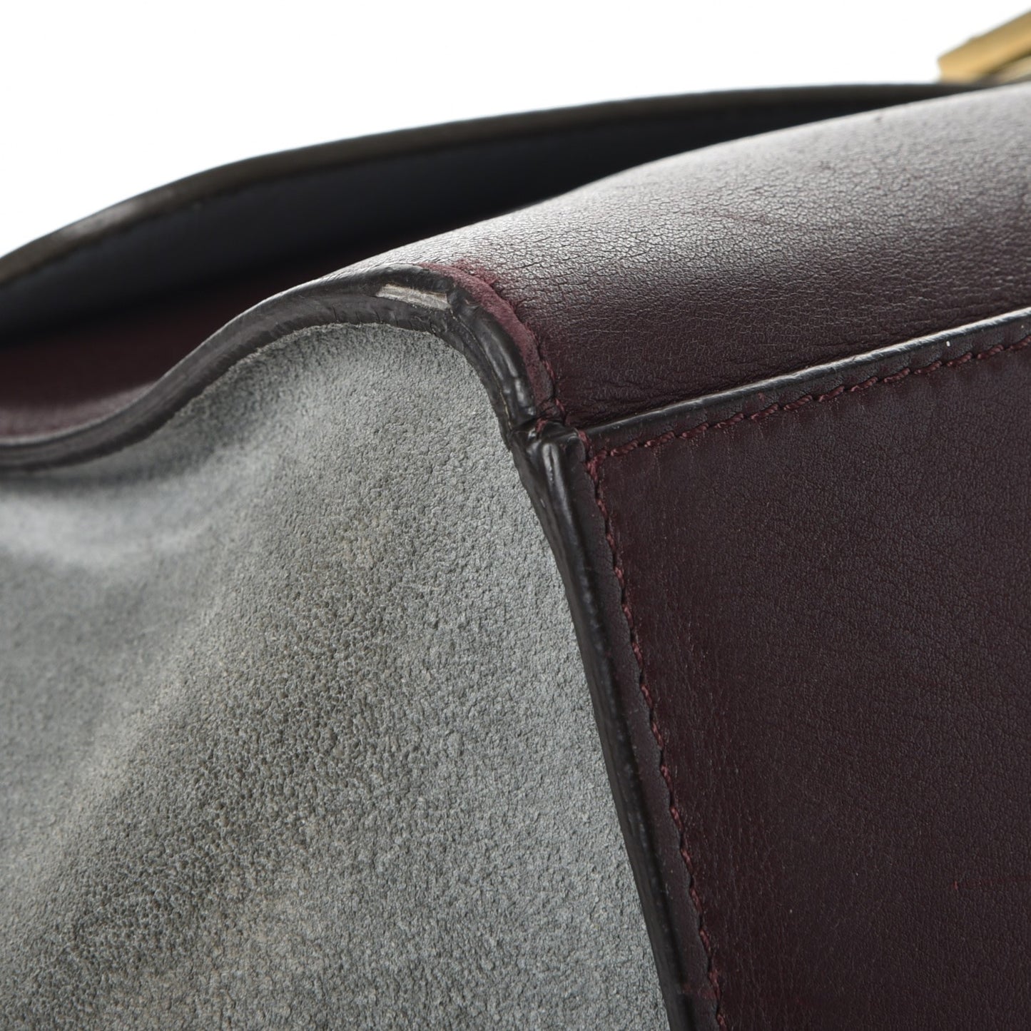 Smooth Calfskin Suede Medium Tri-Color Trapeze Dark Grey