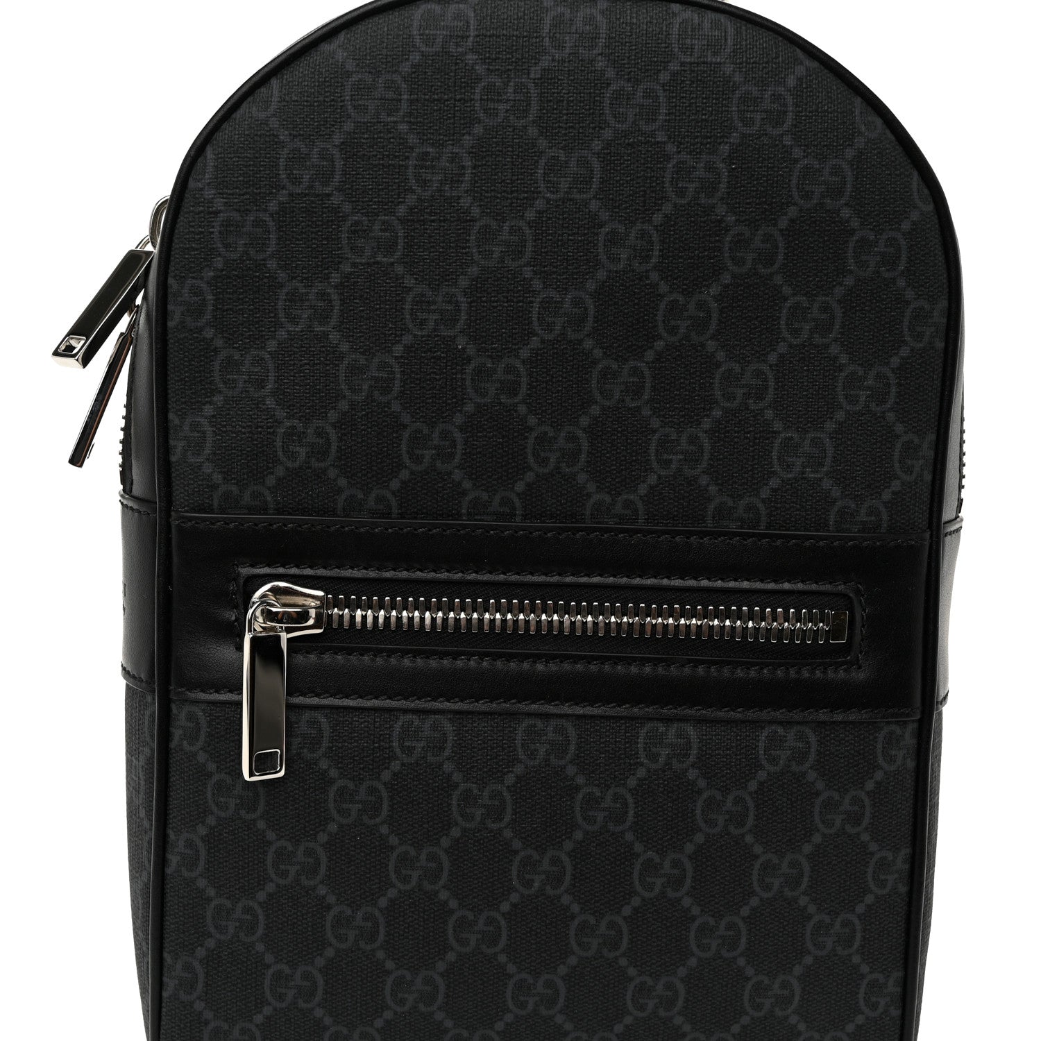 Gucci GG Supreme Monogram Calfskin Web Sling Backpack Black Grey 8 of 10