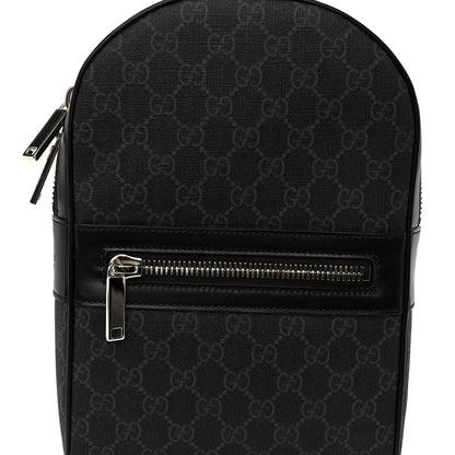 Gucci GG Supreme Monogram Calfskin Web Sling Backpack Black Grey 8 of 10