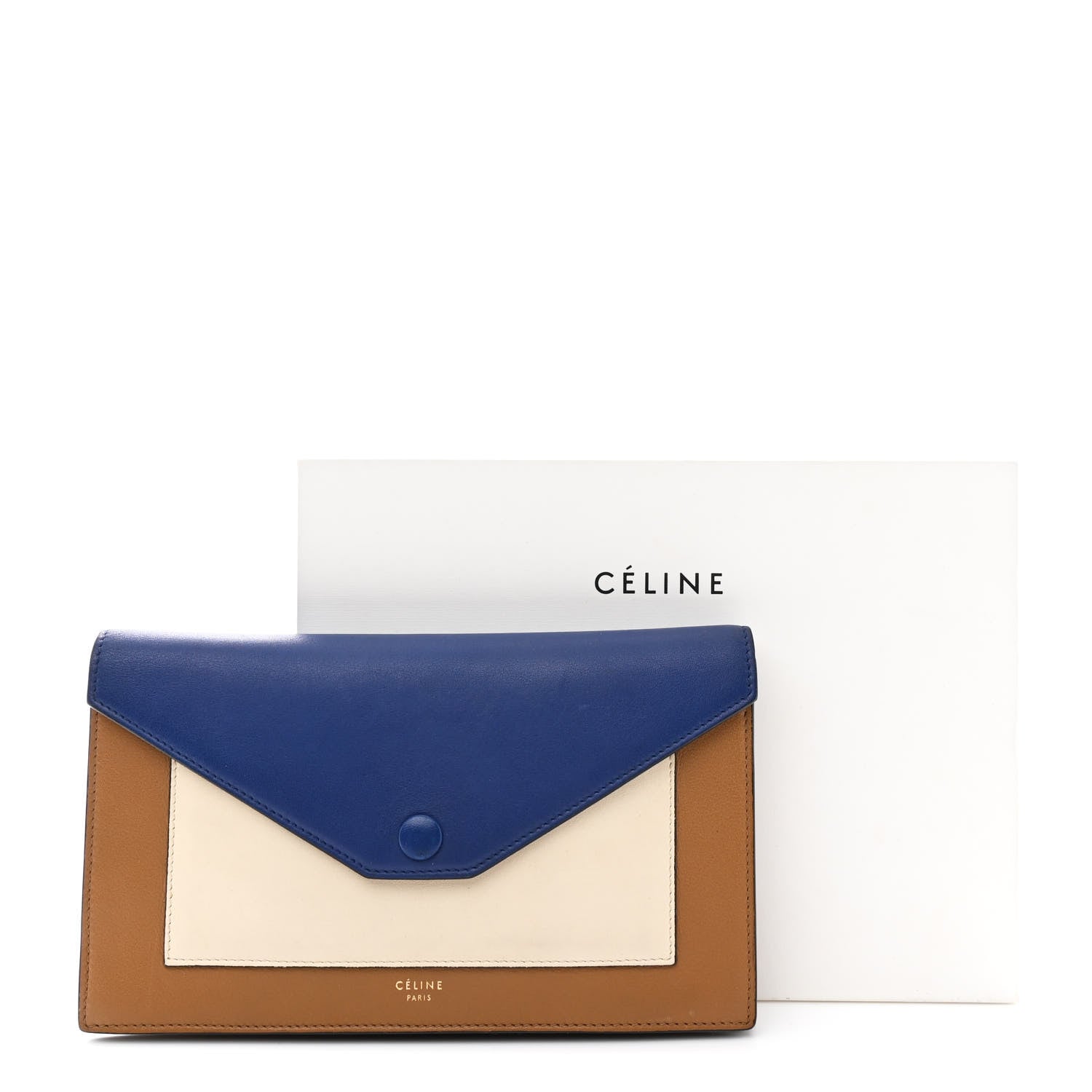 Celine Liege Calfskin Pocket Tri-Fold Multifunction Envelope Flap Wallet Navy Multicolor 11 of 11