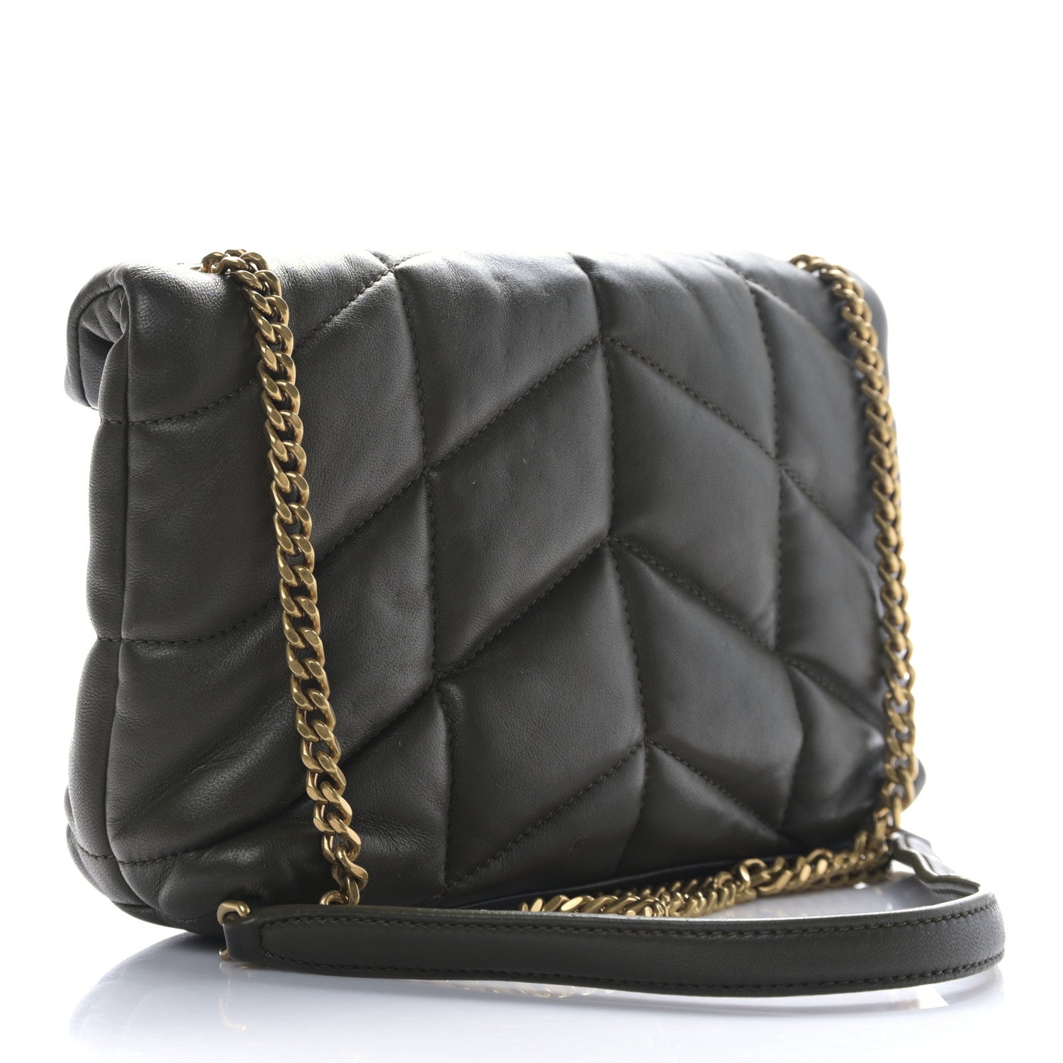 Saint Laurent Lambskin Quilted Toy Loulou Puffer Monogram Chain Satchel Seaweed 3 of 8