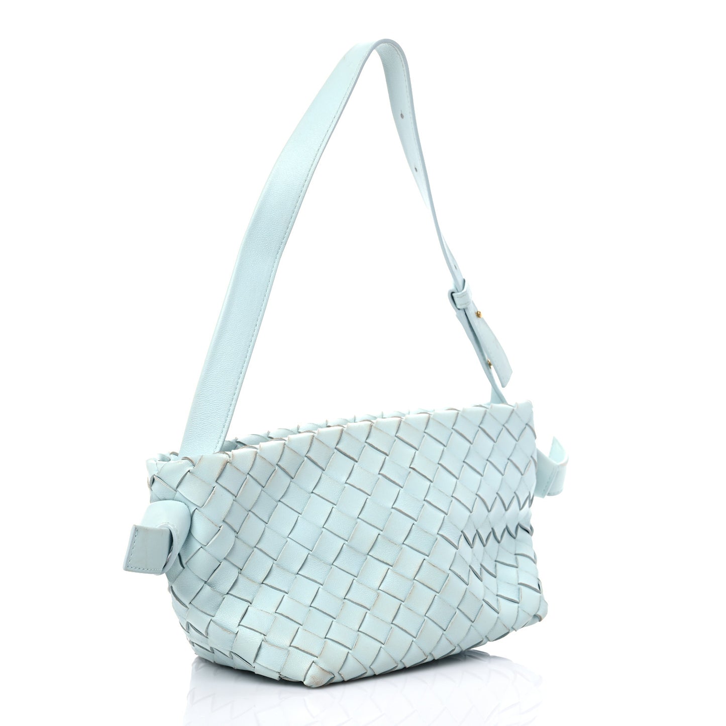 Nappa Intrecciato Tie Shoulder Bag Blue