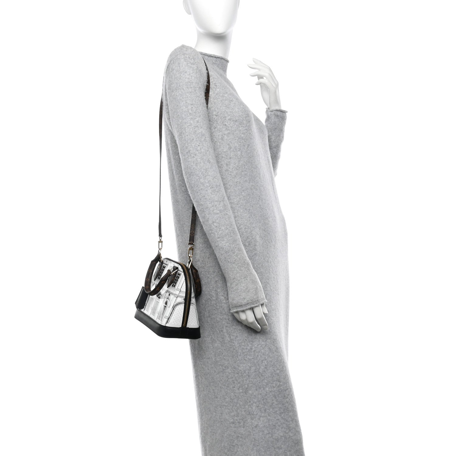 Louis Vuitton X FORNASETTI Calfskin Architettura Alma BB Black White 2 of 9