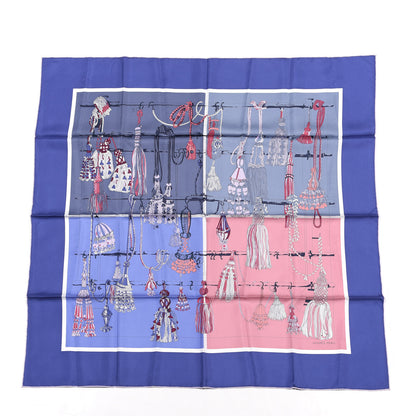 Hermes Silk Passementerie Quadri Scarf 90 Indigo Lavender Gris 1 of 5