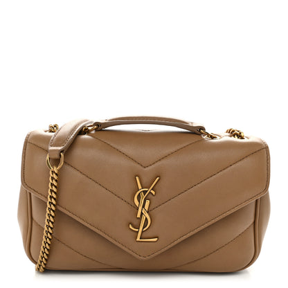 Saint Laurent Lambskin Chevron Quilted Small Loulou Natural Tan 1 of 13