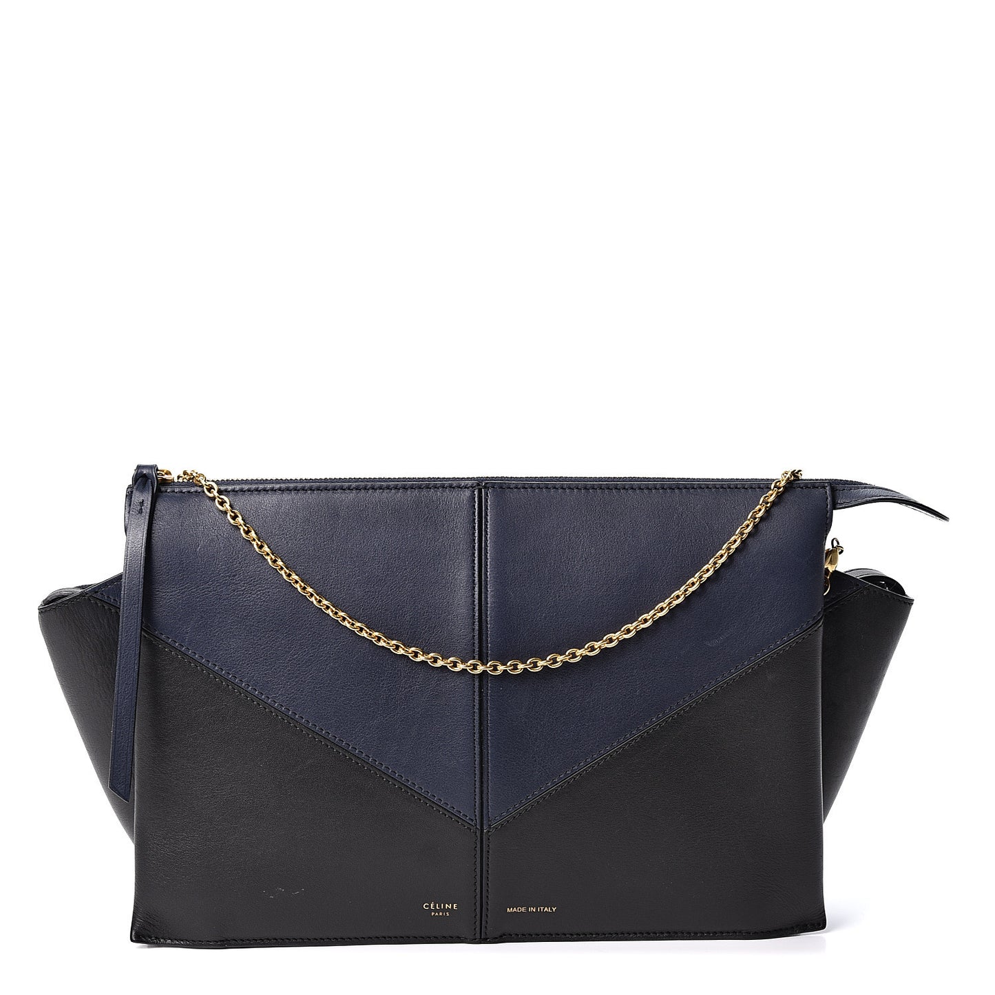 Supple Natural Calfskin Tri-Fold Clutch Black Blue