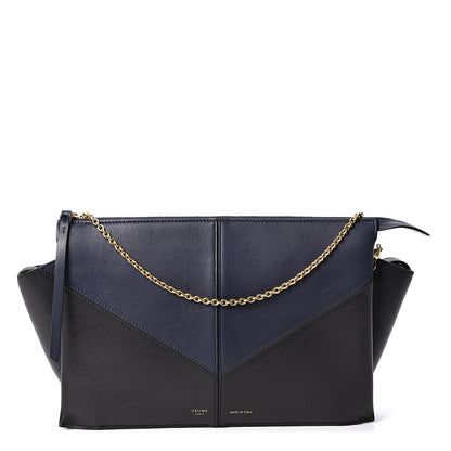 Celine Supple Natural Calfskin Tri-Fold Clutch Black Blue 1 of 8