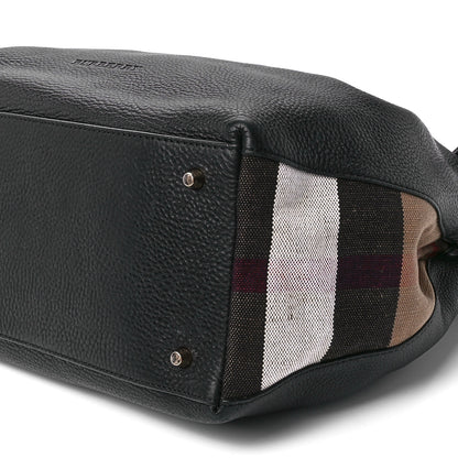 Burberry Grainy Calfskin House Check Medium Maidstone Black 13 of 13